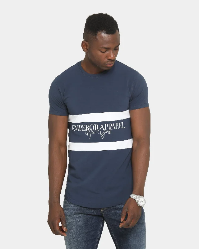 Emperor Apparel Clique After Dark Short Sleeve T-Shirt Navy/White Hooded Caped Shawl Collar