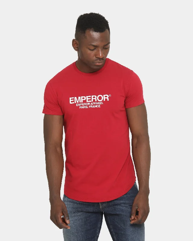 Emperor Apparel Copyright After Dark Short Sleeve T-Shirt Maroon Satin Blend Silk Blend Wool Blend