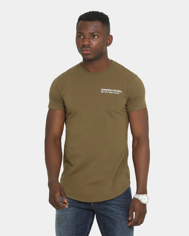 Emperor Apparel Inner City After Dark Short Sleeve T-Shirt Army Green Mesh Canvas Denim