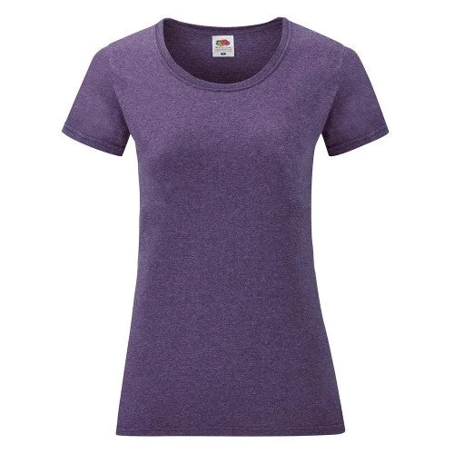 Fruit of the Loom |  Womens/Ladies Valueweight Heather Lady Fit T-Shirt Mesh Blend Leather Blend Suede Blend