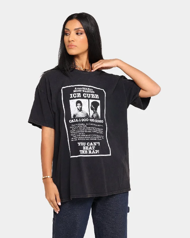 Ice Cube Amerikkkas Most Wanted T-Shirt Black Wash Spandex Blend Rayon Blend Denim Blend