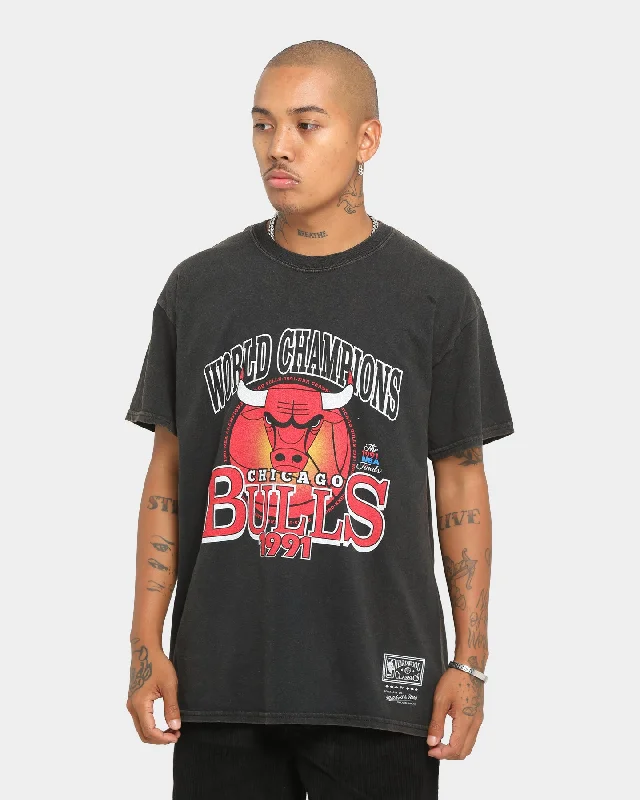 Mitchell & Ness Chicago Bulls World Champs Ball Vintage T-Shirt Vintage Black Satin Fabric Silk Fabric Chiffon Fabric