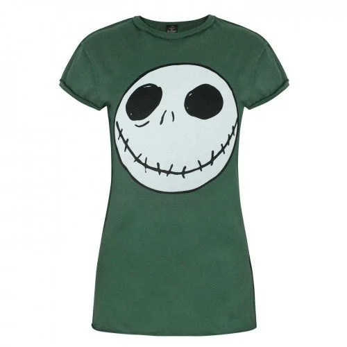 Nightmare Before Christmas Womens/Ladies Jack Skellington Reverse Seam T-Shirt Front Pockets Side Pockets Patch Pockets