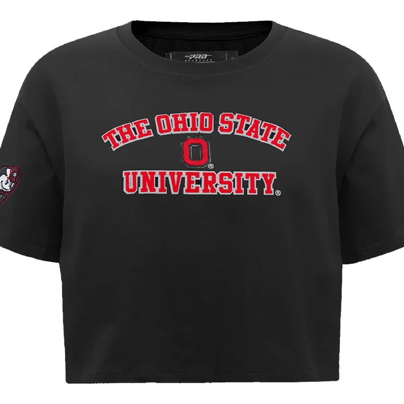 Ladies Ohio State Buckeyes Pro Standard Wordmark T-Shirt Rayon Velvet Corduroy