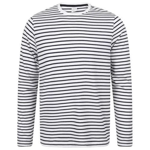 SF Unisex Adult Striped Long-Sleeved T-Shirt V-Neck T-Shirt Long Sleeve Cotton