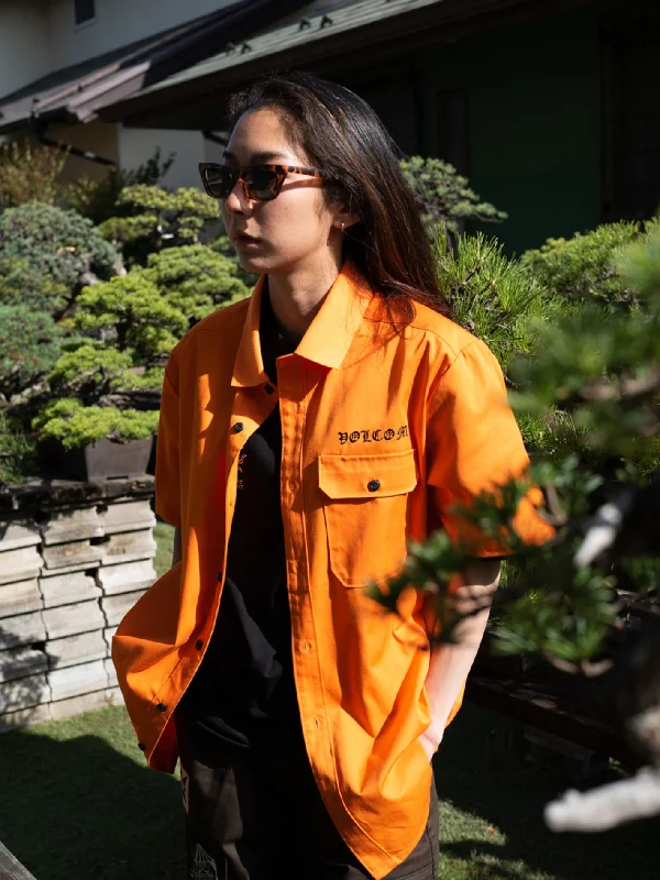 Tokyo True Featured Artist Yusuke Pocket Short Sleeve Shirt - Orange Fleece Nylon Spandex