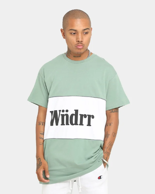 WNDRR Ranked 3 Panel Custom Fit T-Shirt Olive Striped Floral Plaid