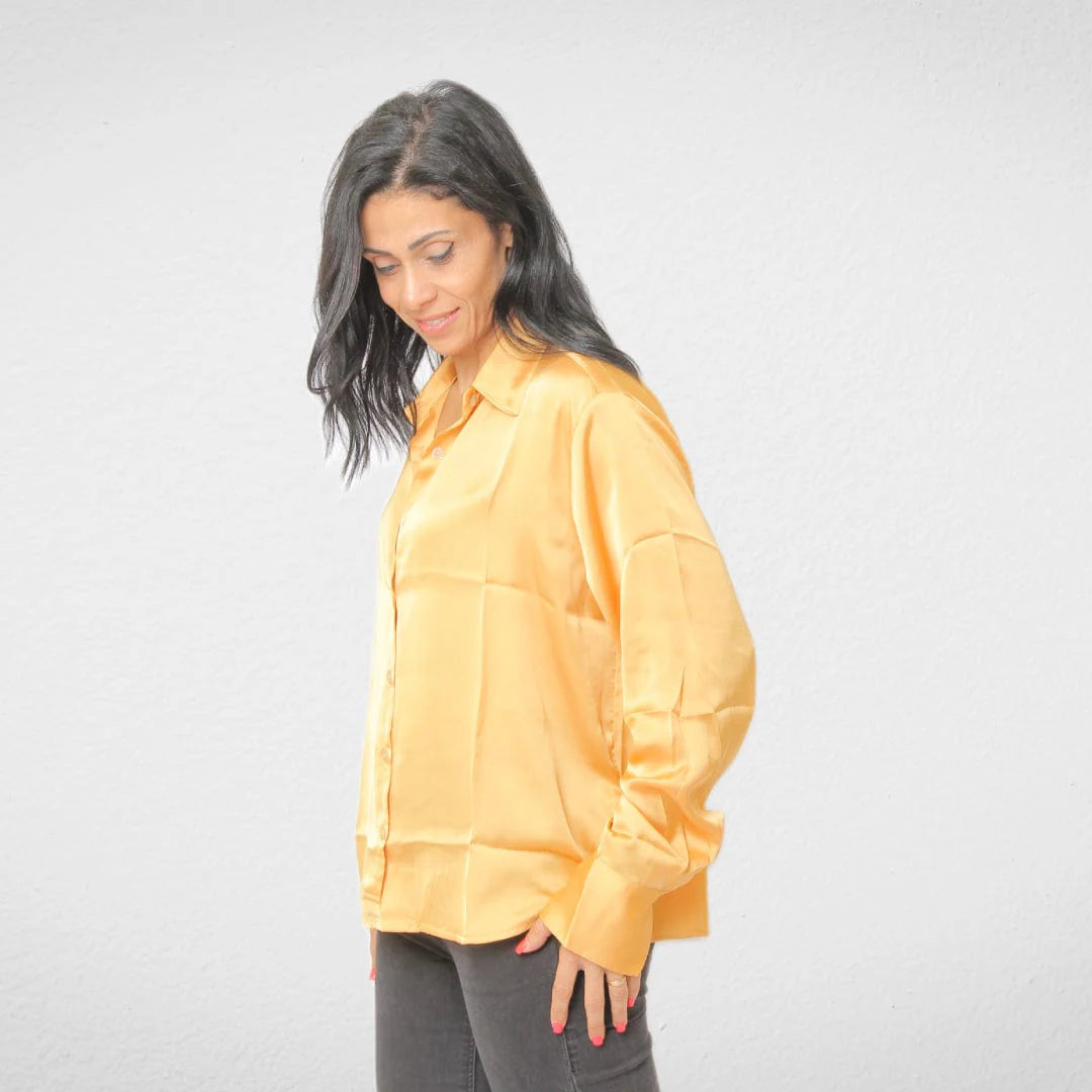 Women Shirt - Satin- Short - Gold Lace Blend Ribbed Blend Corduroy Blend