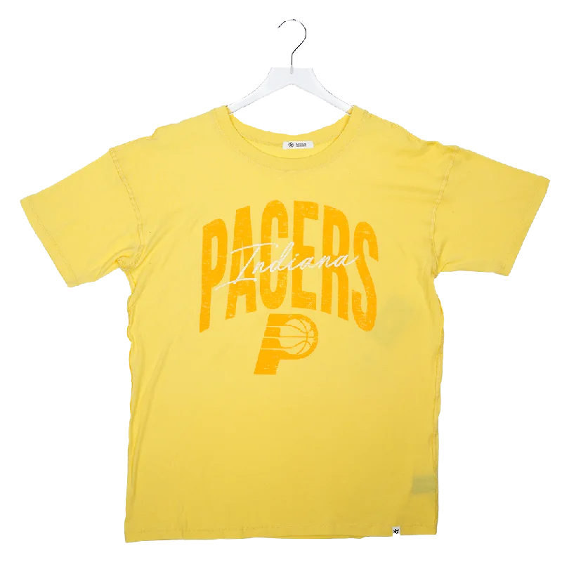 Women's Indiana Pacers Muse Sadie T-shirt in Gold by 47 Hooded Caped Shawl Collar