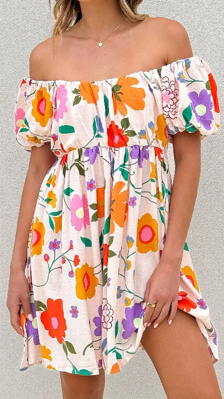 Caesarea Mini Dress - Amsterdam Print Chic Puff Sleeve Mini Dress