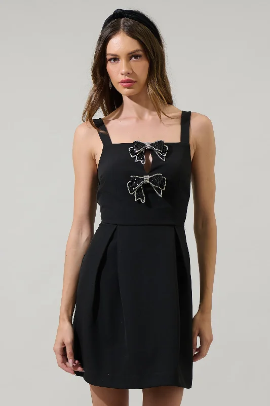Carey Bow Pleated Mini Dress Cozy T-Shirt Mini Dress