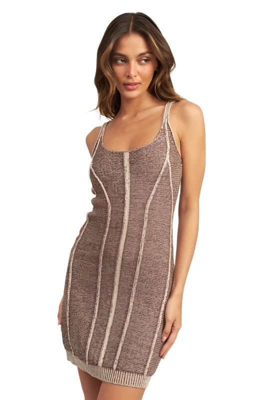 Contrasted Seam Detail Mini Dress Elegant Satin Mini Dress