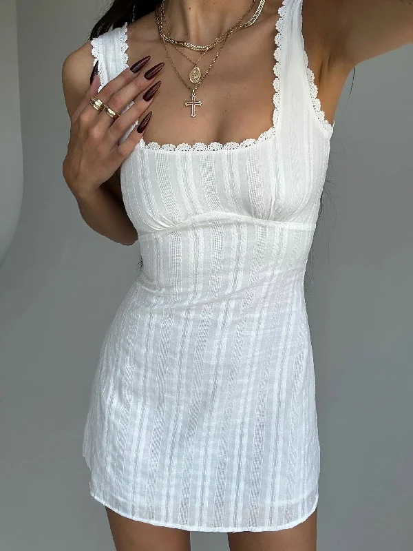 Dasha Mini Dress White Lower Impact Cozy Ribbed Mini Dress