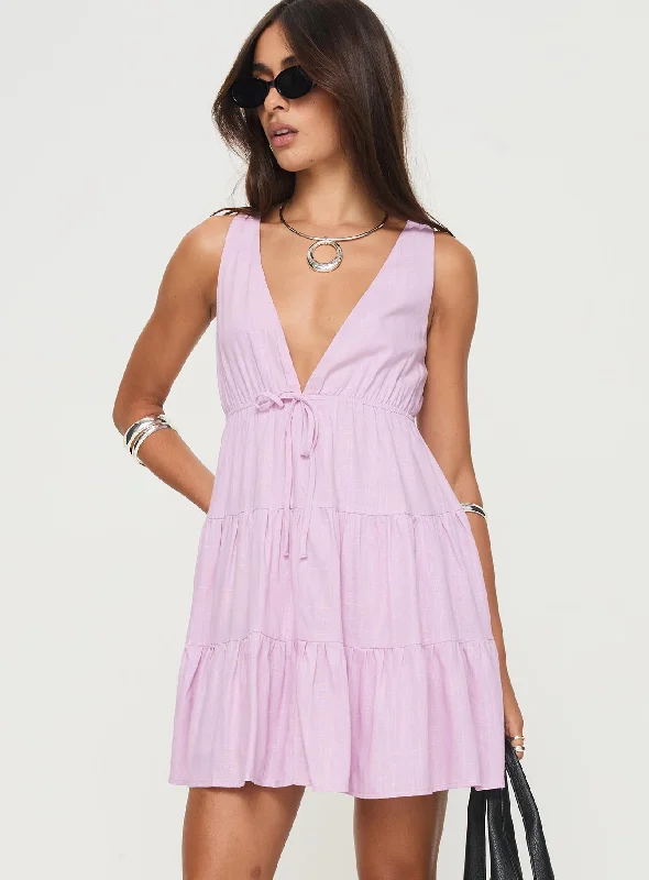Dipsie Mini Dress Lilac Elegant Mini Dress with Pleats