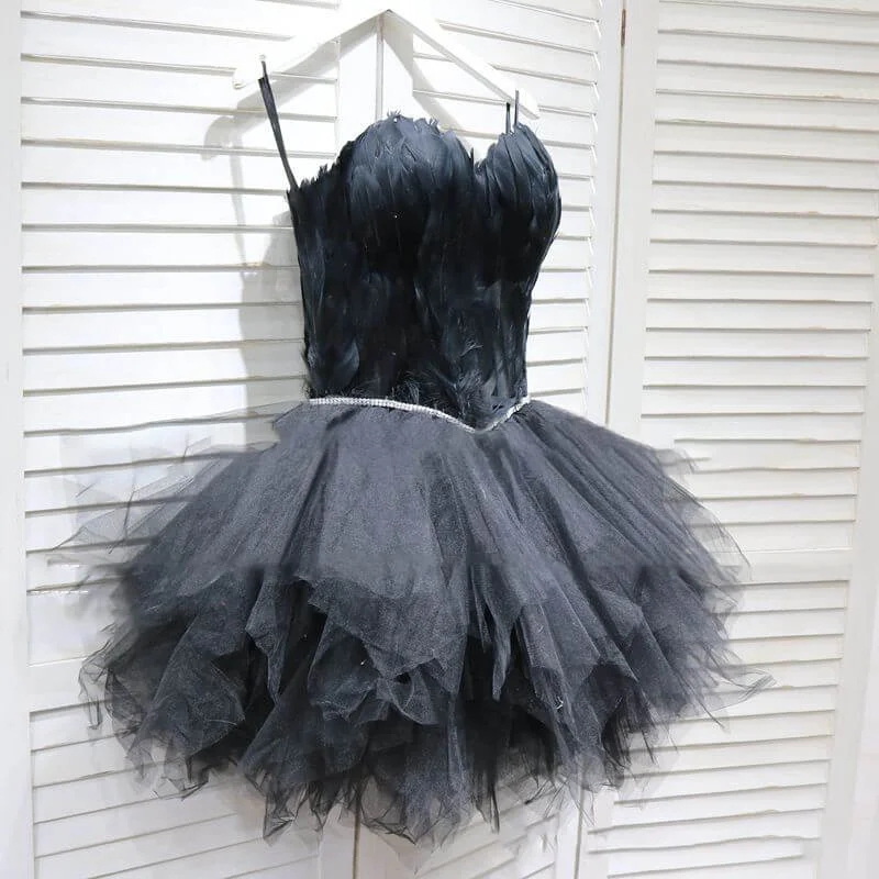 Feather Mesh Tutu Tube Mini Dress Trendy Crossover Mini Dress