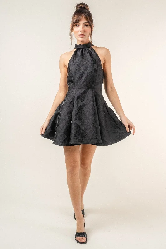 HALTER A LINE MINI DRESS Casual V-Neck Mini Dress