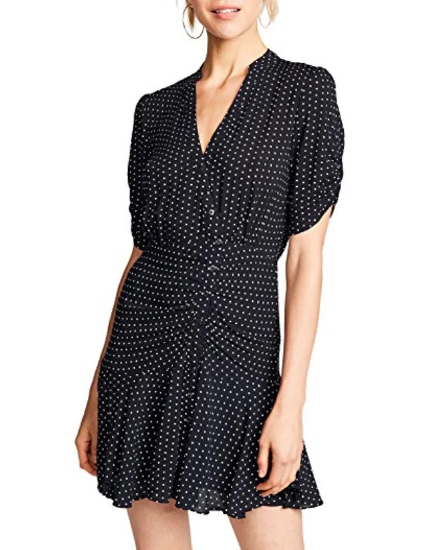 Free People - Pippa Short Sleeve Polka Dot Mini Dress in Black Trendy Off-Shoulder Dress Mini Free People - Pippa Short Sleeve Polka Dot Mini Dress in Black Trendy Off-Shoulder Dress Mini