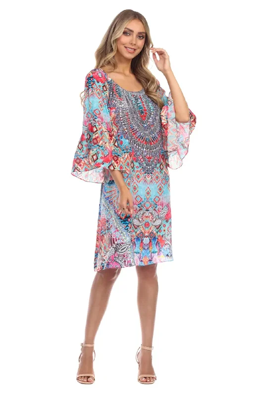 Ikat Blossom Women's Off Shoulder Mini Dress Elegant Satin Mini Dress