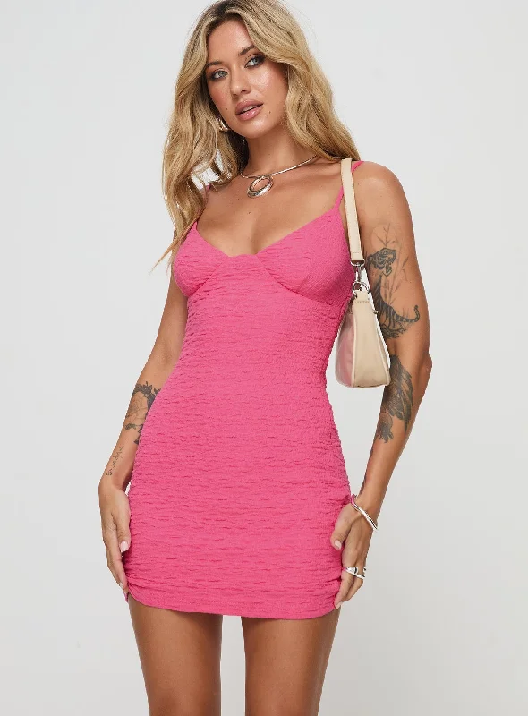 Irulan Mini Dress Pink Trendy Crossover Mini Dress