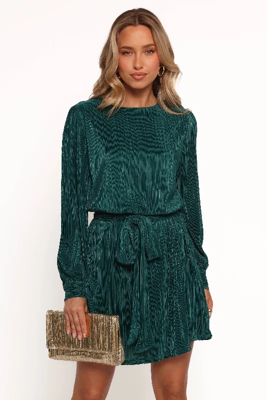 Joy Plisse Mini Dress - Dark Jade Trendy Camisole Mini Dress