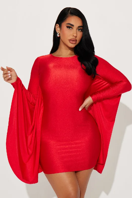 Liliana Mini Dress - Red Elegant Silk Mini Dress