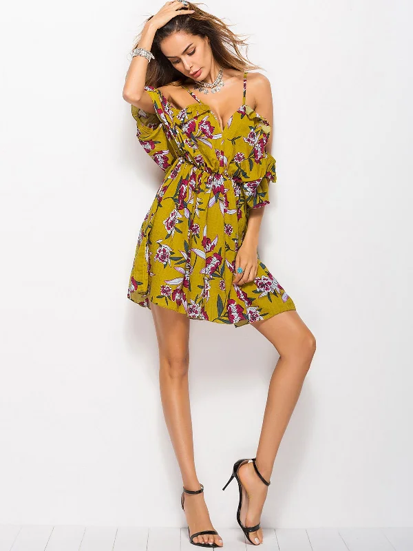 Look Into The Sun Floral Mini Dress Fashionable Pleated Mini Dress