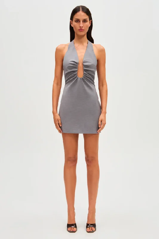 Alusia Mini Dress Grey Fashionable Mini Dress with Slits