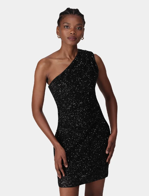 Rosalia Sequin Drape Mini Dress Casual Button-Up Mini Dress