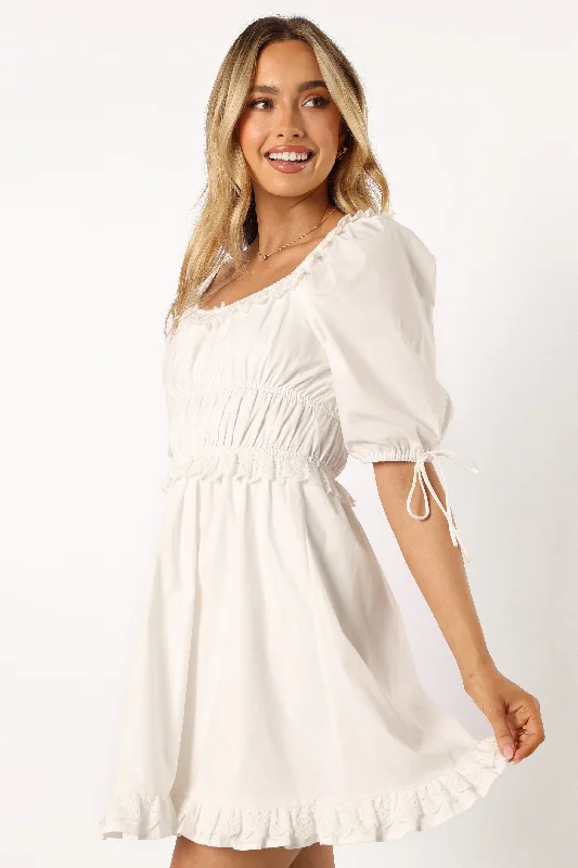 Serene Mini Dress - White Trendy Denim Mini Dress