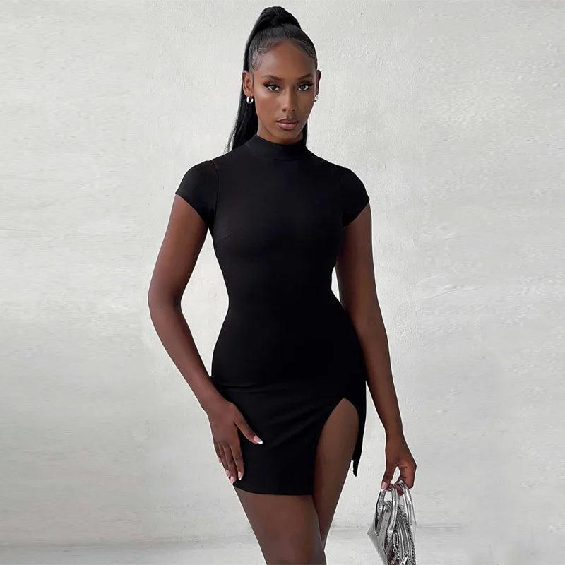 Short Sleeve Halter Neck Mini Dress Chic Sleeveless Mini Dress