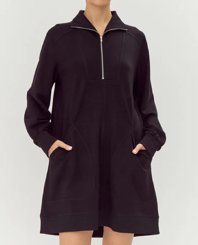 Solid Quarter Zip Collared Mini Dress Trendy Floral Mini Dress