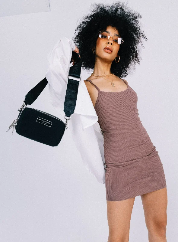 Wilson Mini Dress Brown Chic Halter Mini Dress