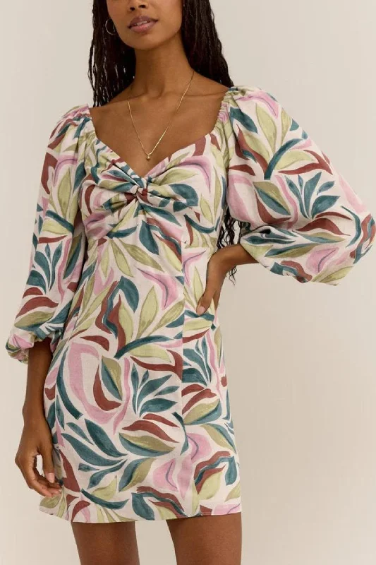 Z Supply: Mirani Safari Mini Dress in Flax Trendy Floral Mini Dress