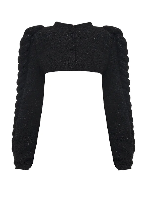 CROPPED KNITTED JACKET Belted Jacket Elasticated Jacket Padded Jacket