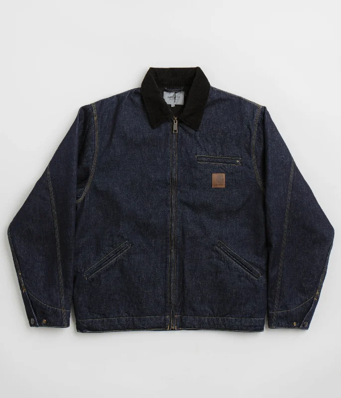 Carhartt OG Detroit Jacket - Blue / Black Rinsed Faux Fur Jacket Real Fur Jacket Shearling Jacket