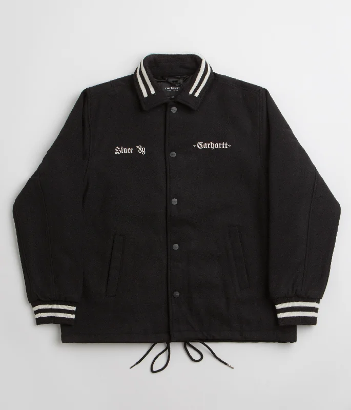 Carhartt Wool Coach Jacket - Black / Wax Herringbone Jacket Checkered Jacket Solid Jacket