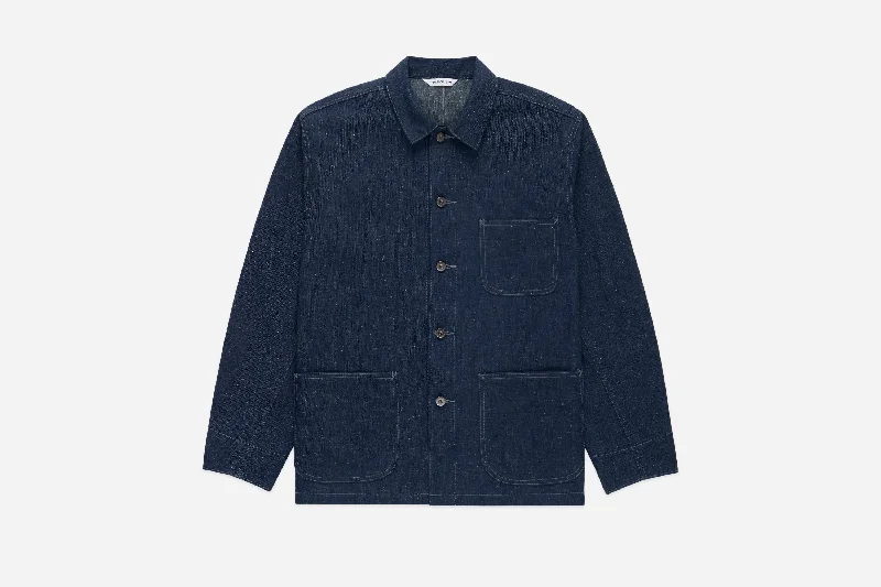 Chore Jacket ~ Nep Denim Collared Jacket Crew Neck Jacket Turtle Neck Jacket