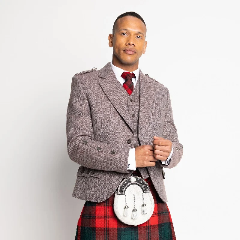 Clunie Tweed Jacket and 5 Button Waistcoat by House of Edgar - Russet Belted Jacket Elasticated Jacket Padded Jacket