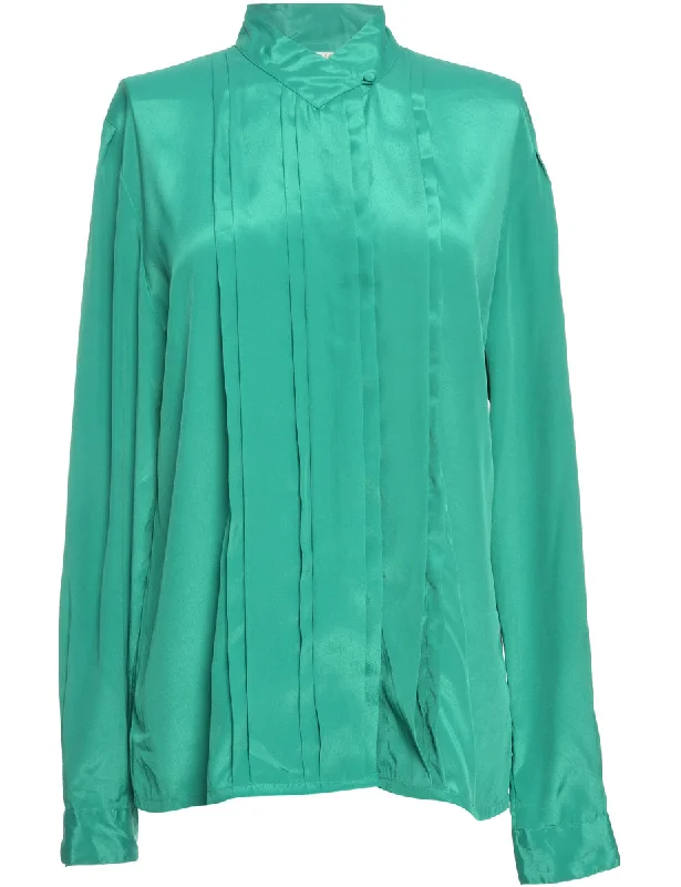 Green Nicola Blouse - L Lightweight Linen Blouse