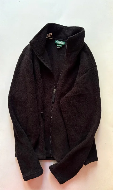 Jacket Faux Fur & Sherpa By L.l. Bean In Black, Size: Xl Welt Pockets Slit Pockets Flap Pockets