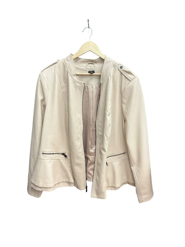 Jacket Moto By Gilli In Taupe, Size: 4x Denim Jacket Leather Jacket Suede Jacket