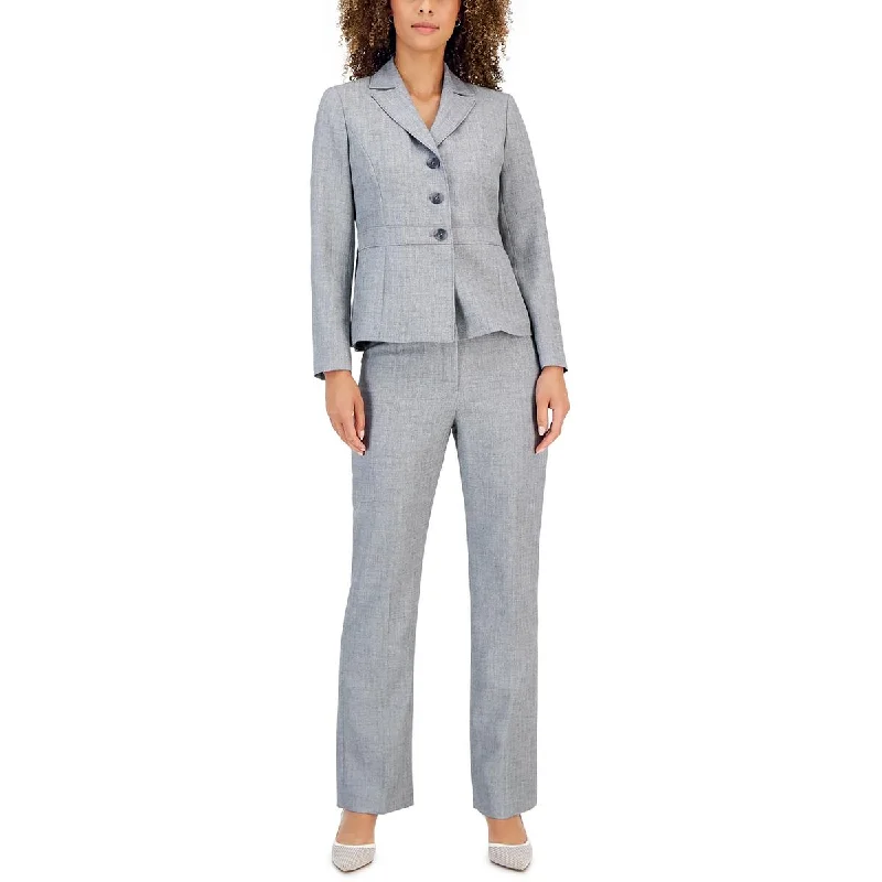 Le Suit Womens Petites Three-Button Office Suit Jacket Zip Front Button Front Snap Front