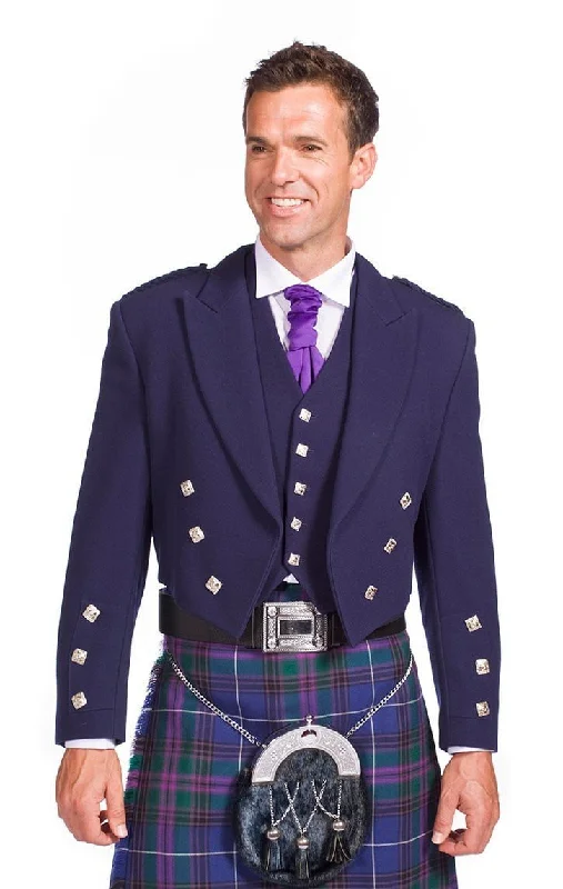 Navy Prince Charlie Jacket with 5 Button Vest - Made to Order Hoodie Zip-Up Jacket Button-Up Jacket