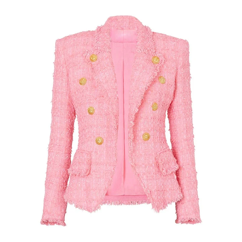 Pink 8 Button Tweed Jacket Breasted Blazer Denim Jacket Leather Jacket Suede Jacket