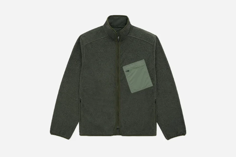 Summit Fleece Jacket ~ Olive Zip Front Button Front Snap Front