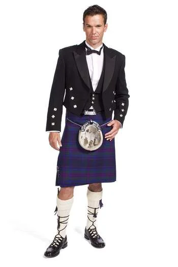 Traditional Prince Charlie Jacket Outfit with 16oz 8 yard Kilt - Made to Order Front Pockets Side Pockets Patch Pockets