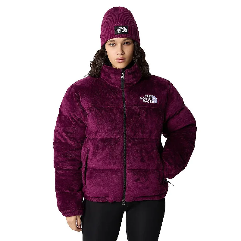 Versa Velour Nuptse Jacket - Womens Front Pockets Side Pockets Patch Pockets