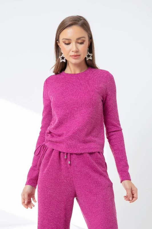 Women'S Side Connecting Knitted Blouse Sweetheart Neck Blouse