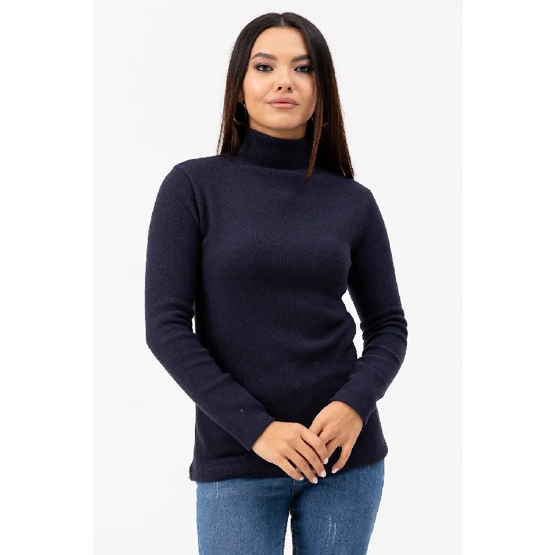 Blue Turtleneck Blouse Relaxed Fit Blouse