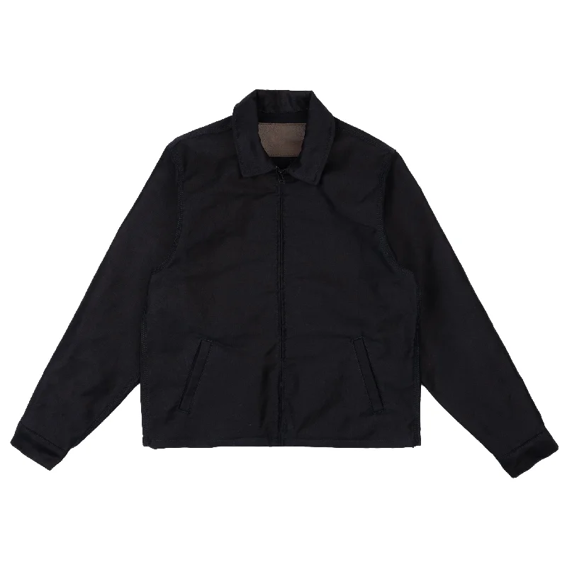 Zip Jacket - Brushed Jungle Cloth - Navy Hooded Jacket Caped Jacket Shawl Collar Jacket